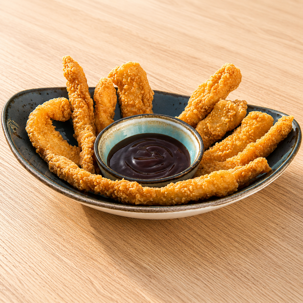 Fingers de pollo con salsa barbacoa